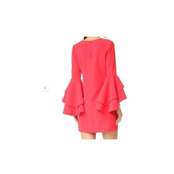 Milly Red Nicole Cady Silk Blend Mini Dress Bell Sleeves Size‎ 14 - Picture 10 of 10